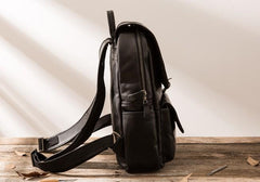 Black Cool Mens Leather Backpacks Travel Backpacks Laptop Backpack for men - imessengerbags