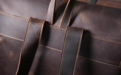 Handmade Leather Mens Cool Backpack Sling Bag Large Black Travel Bag Hiking Bag for men - imessengerbags