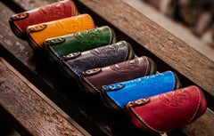 Handmade Leather Tooled Mens Cool Car Key Wallet Coin Wallet Pouch Car KeyChain for Men - imessengerbags