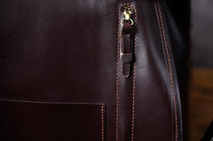 Handmade Leather Mens Cool Backpack Sling Bag Large Black Travel Bag Hiking Bag for men - imessengerbags
