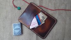 Vintage Leather Mens Slim Front Pocket Bifold Small Wallets Card Wallet for Men - imessengerbags