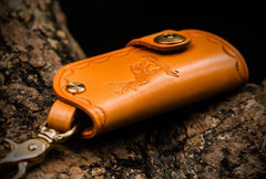 Handmade Leather Tooled Mens Cool Car Key Wallet Car Key Holder Car KeyChain for Men - imessengerbags