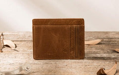 Leather Mens Slim Card Holder Front Pocket Wallets Card Wallet for Men - imessengerbags