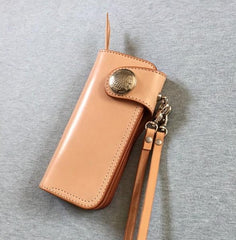 Handmade Leather Biker Wallet Mens Cool Chain Wallet Trucker Wallet with Chain