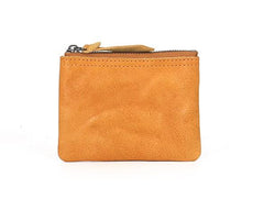 Leather Mens Zipper Front Pocket Wallet Small Wallet Card Wallet Change Wallet for Men