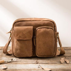 Cool Leather Mens Messenger Bags Small Shoulder Bags  for Men