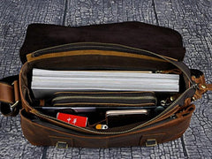 Cool Vintage Brown Leather Mens Side Bag Messenger Bag Shoulder Bag for Men