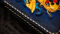 Handmade Leather Carp Tooled Mens billfold Wallet Cool Leather Wallet Slim Wallet for Men - imessengerbags
