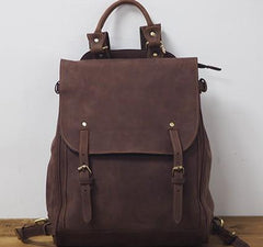 Vintage Mens Leather 15inch Laptop Backpack Leather School Backpack Travel Backpack for Men - imessengerbags