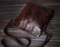 Cool Coffee Small Leather Mens Messenger Bag Shoulder Bag for Men