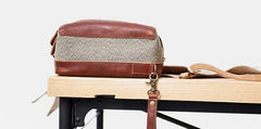 Large Canvas Leather Mens Clutch Bag Zipper Wristlet Bag Purse for Men