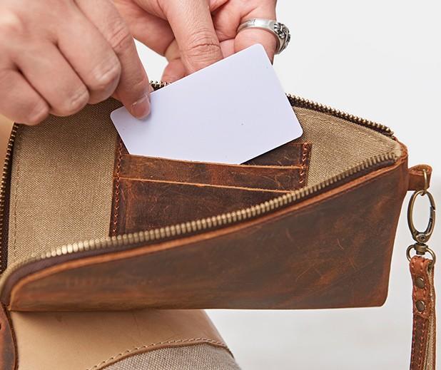 Cool Leather Mens Wristlet Wallet Vintage Clutch Zipper Wallet for Men