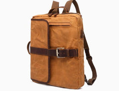 Waxed Canvas Leather Mens Cool Backpack Canvas Handbag Canvas Shoulder Bag for Men