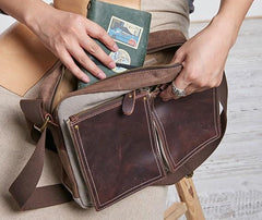 Mens Leather Canvas Gray Cool Messenger Bag Side Bag Shoulder Bag for Men - imessengerbags