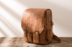 Cool Brown Mens Leather Backpacks Travel Backpacks Laptop Backpack for men - imessengerbags