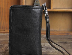 Genuine Leather Mens Chain Biker Wallet Cool Leather Wallet Small Wallets for Men - imessengerbags