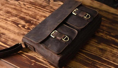 Handmade Leather Mens Cool Shoulder Bag Messenger Bag Chest Bag Bike Bag Cycling Bag for men - imessengerbags