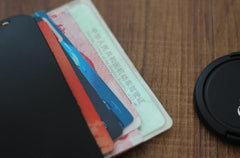 Black Leather Mens Slim Front Pocket Wallet Leather Small Wallets  for Men - imessengerbags
