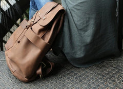 Cool Coffee Mens Leather Backpack Travel Backpacks Laptop Backpacks for men - imessengerbags