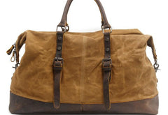 Mens Waxed Large Canvas Weekender Bag Canvas Travel Bag Canvas Overnight Bag for Men