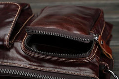 Cool Small Coffee Leather Mens Messenger Bag Shoulder Bag for Men