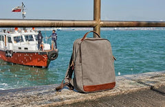 Cool Canvas Leather Mens Backpack Canvas Travel Bag Canvas School Bag for Men
