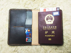 Mens Leather Slim Passport Wallets Coffee Leather Small Travel Wallet for Men - imessengerbags