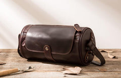 Cool Leather Mens Barrel Shoulder Bag Coffee Messenger Bags for Men - imessengerbags