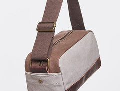 Mens Canvas Leather Gray Cool Messenger Bag Side Bag for Men - imessengerbags