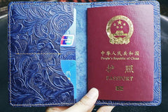 Handmade Leather Floral Mens Cool Short Wallet Passport Card Holder Small Card Slim Wallets for Men - imessengerbags