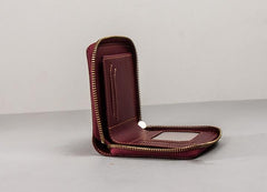 Vintage Leather Mens Small Wallet Zipper Small Wallet for Men - imessengerbags