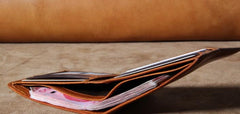 Handmade Genuine Leather Mens Cool Slim Leather Wallet Men Small Wallets Bifold for Men - imessengerbags