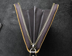 Handmade Leather Floral Mens Cool Travel Long Wallet Card Holder Card Slim Clutch Wallets for Men - imessengerbags