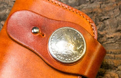 Handmade Long Wallet Mens Cool Leather Chain Wallet Biker Trucker Wallet with Chain - imessengerbags