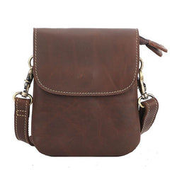 Cool Black Leather Mens Small Vertical Courier Bag Brown Messenger Bags Blue Postman Bag For Men - imessengerbags