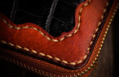 Handmade Leather Mens Chain Biker Wallet Cool Leather Wallet Long Clutch Wallets for Men - imessengerbags