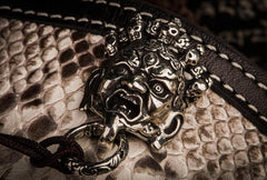 Handmade Leather Biker Wallet Mens Cool Short Chain Wallet Trucker Wallet with Chain