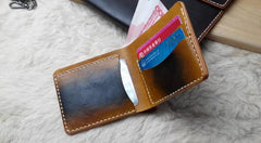 Black Leather Mens Bifold Small Wallet Leather Small Wallets for Men - imessengerbags