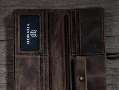 Vintage Leather Long Wallets for men Bifold Men Long Wallet - imessengerbags