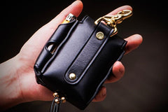 Handmade Leather Mens Leather Cigarette Case Cigarette Box Lighter Pocket Tobacco Pouch