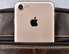 Cool Small Coffee Leather Mens Side Bag Messenger Bag Shoulder Bag for Men - imessengerbags