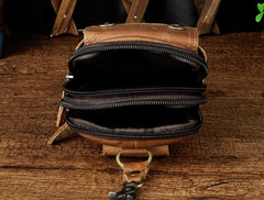 Leather Mens WAIST POUCH with Belt Loop Cell Phone Holster Belt Pouch for Men - imessengerbags