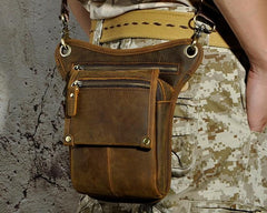 Mens Leather Biker Drop Leg Bag Waist Bag Belt Pouch Pack Side Bag for Men