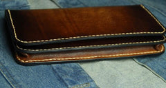 Coffee Vintage Leather Bifold Mens Large Long Wallet Leather Long Wallets for Men