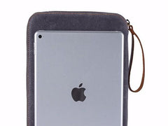 Cool Waxed Canvas Leather Mens Wristlet Bag Work Clutch Zipper Bag for Men
