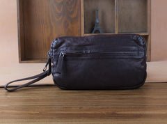 Handmade Genuine Leather Mens Cool Long Leather Wallet Zipper Clutch Wristlet Wallet for Men - imessengerbags