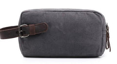 Cool Waxed Canvas Leather Mens Zipper Wristlet Bag Vintage Clutch Zipper Bag for Men - imessengerbags