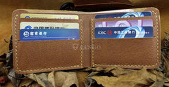 Handmade Leather Mens Cool Slim Leather Wallet Men billfold Wallets Bifold for Men - imessengerbags