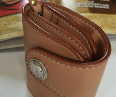 Handmade Leather Biker Wallet Mens Cool Short Chain Wallet Trucker Wallet with Chain