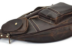 Cool Leather Chest Bag Sling CrossBody Bag Sling Travel Bag Sling Hiking Bag For Men